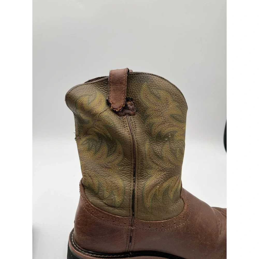 Justin Wide Steel Toe Stampede Work Boots Mens 11.5EE Brown Leather Wk4688